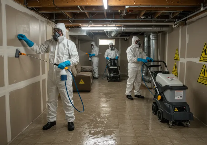Basement Moisture Removal and Structural Drying process in Franklin, TX